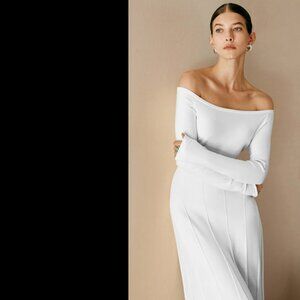 Elegant White Long Sleeve Dress